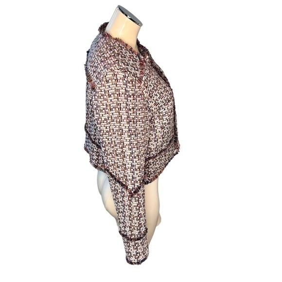 CAROLINA BELLE Montreal Crop Tweed Zip Front Multicolor Blazer Jacket Size L - Picture 4 of 16